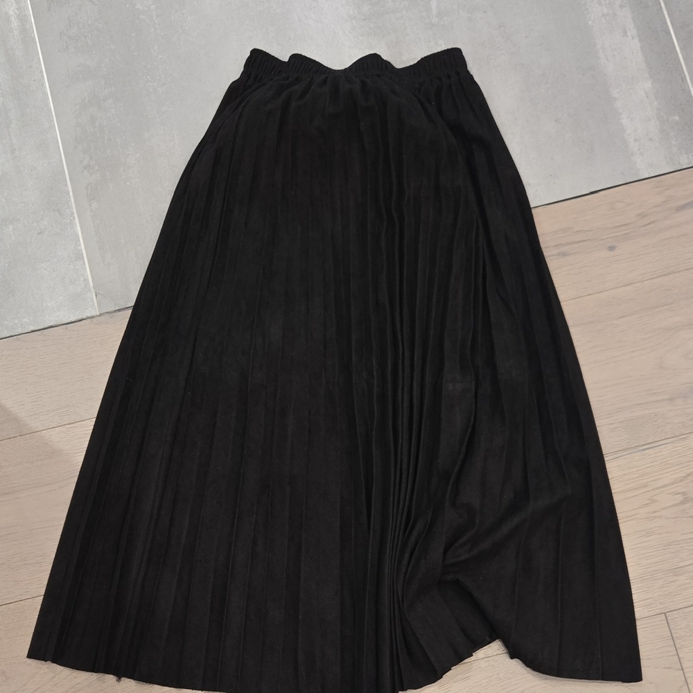 OAK + FORT Black A-Line Skirt Suede Black